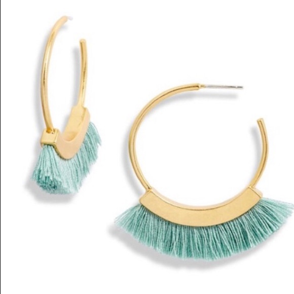Madewell Jewelry - New 🍒 Madewell Fringe Hoop Earrings in sage mist